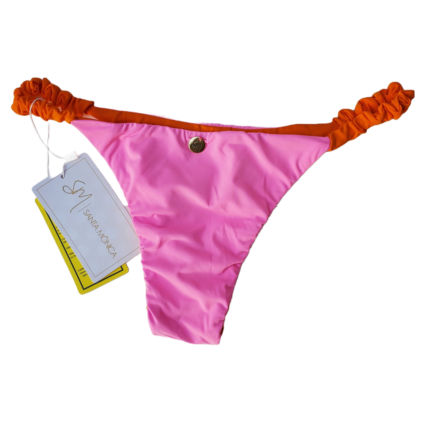 Pink n' Orange Strapless Bikini with reversible bottoms set