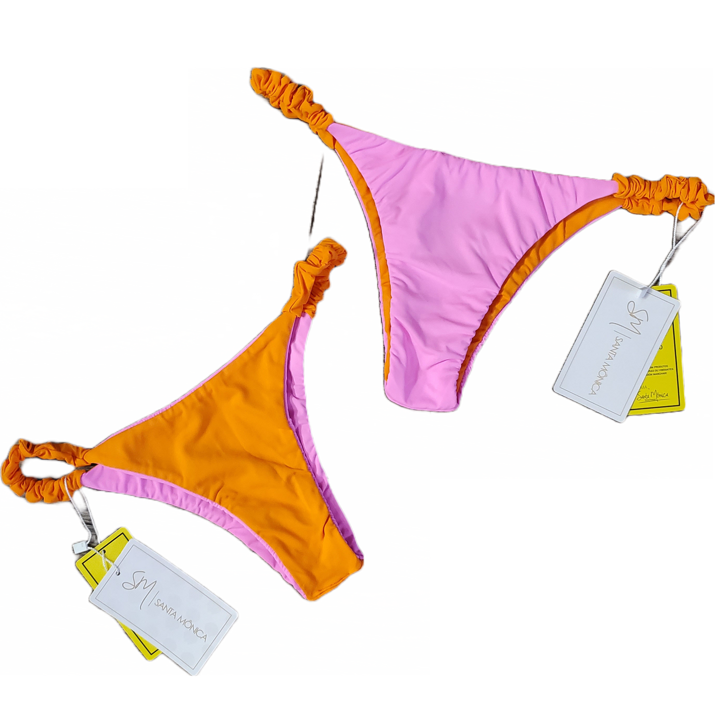 Pink n' Orange Strapless Bikini with reversible bottoms set