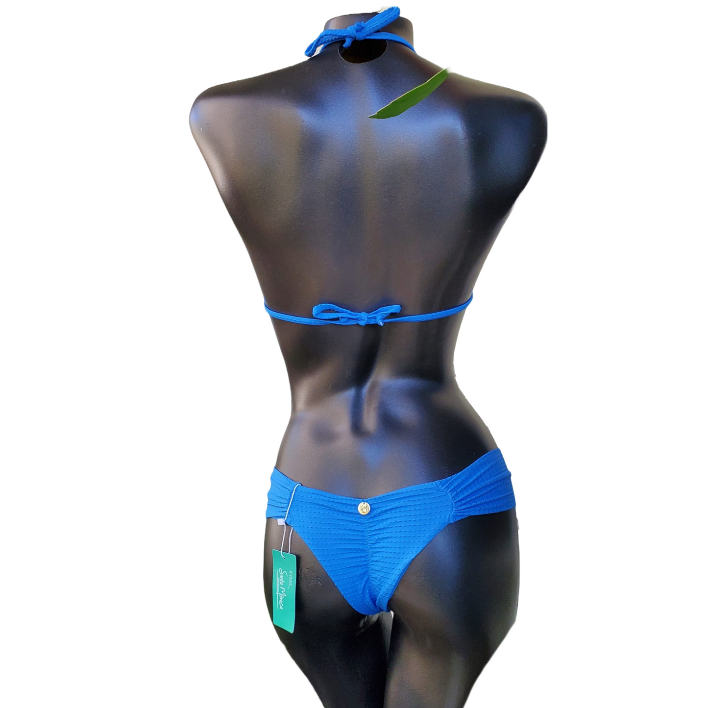 Blue triangle top bikini set