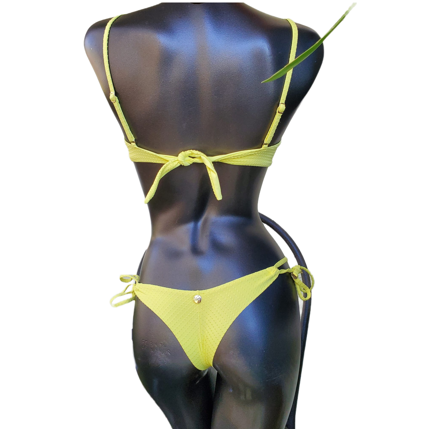 Yellow double side tie bikini set